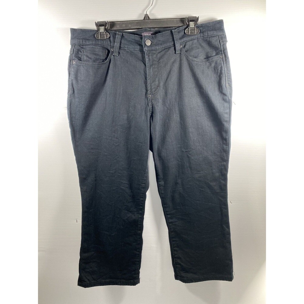NYDJ Not Your Daughters Jeans Women 12P Marilyn Crop High Rise Stretch Black
